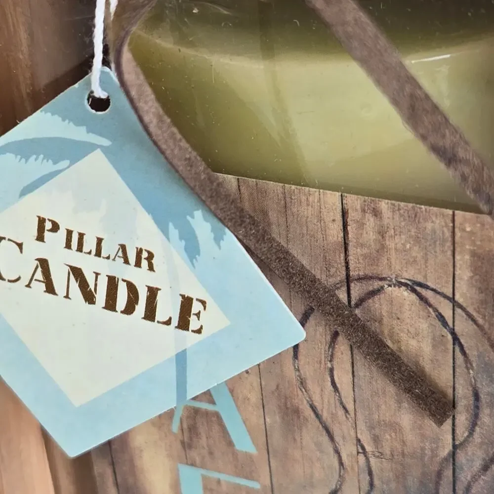 Pillar Candle New in Crate Gift Box 60% Palm Oil 40% Parafin Wax Vintage 2004